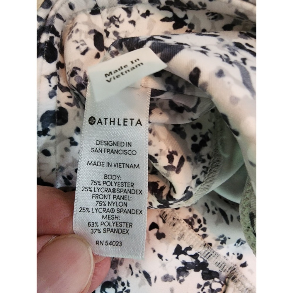 ATHLETA Womens L White Sandstone Salutation 7/8 Mesh Panel Crop Legging Yoga - Picture 8 of 9